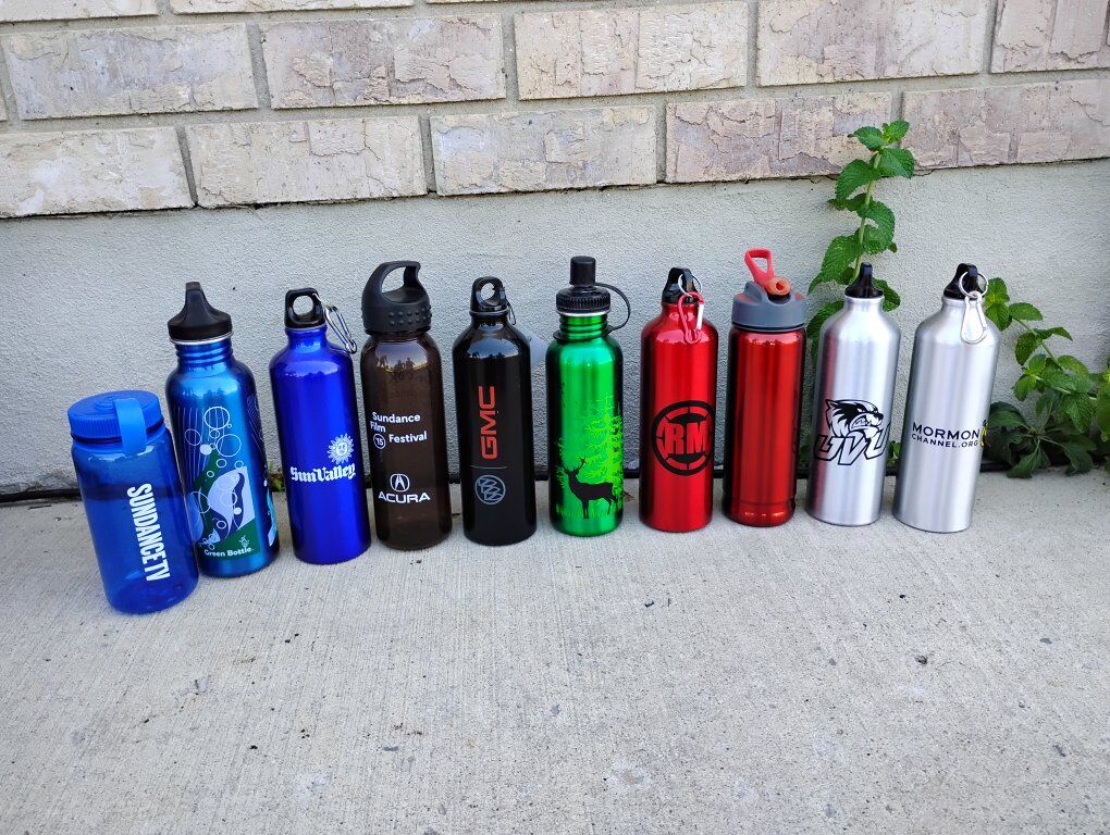 11 Metal Water Bottles And 2 Plastic Water Bottle