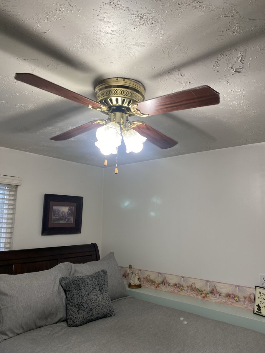 2 Vintage Brass & Wood Ceiling Fan with 3-Light Fixture - Fully Functional 42 in