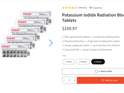 6 Packs - Potassium Iodide Radiation Blocking - 84 Tablets