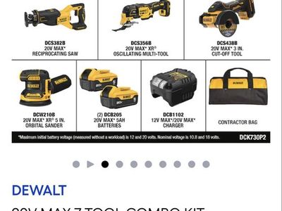 DeWalt DCK730P2 20V MAX XR 7-Tool Combo Kit with Hammer Drill, Impact Driver, Circular Saw, Reciprocating Saw, Oscillati