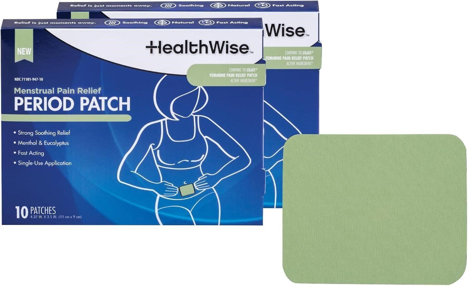 HEALTHWISE PAIN RELIEF 10% MENTHOL + EUCALYPTUS PATCHES GENEROUS XL SIZE PATCH NATURAL THERAPEUTIC CARE AT HOME-3 BOX BUNDLE-NEW