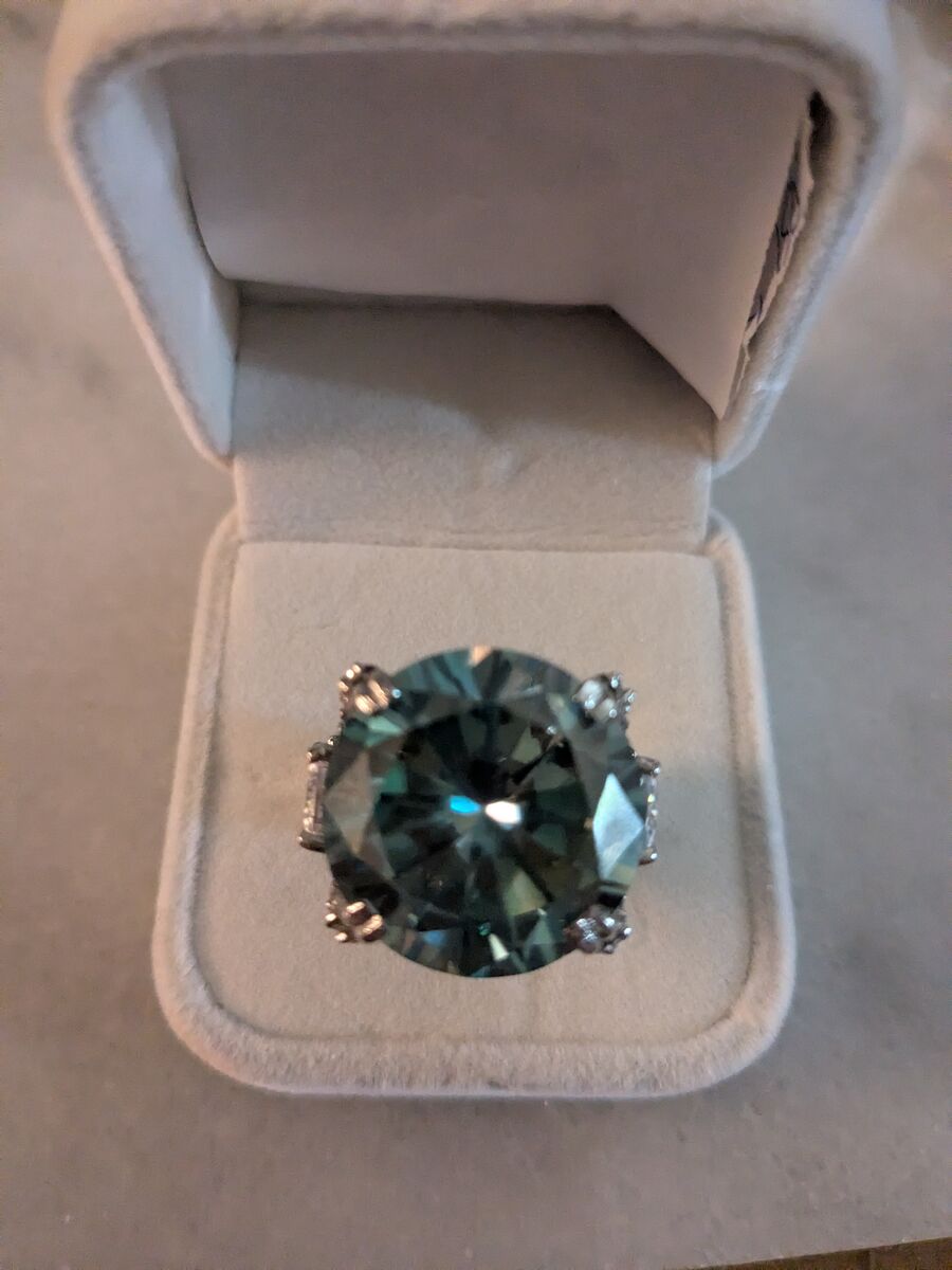 30.7ct blue round Earth mined HTPT diamond ring