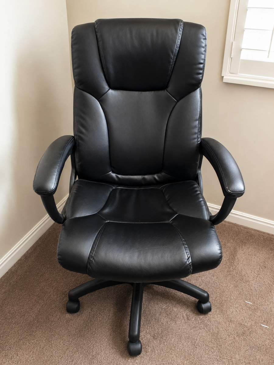 Black Executive Office Chair | Ergonomic High Back Desk Chair with Padded Arms & Rolling Wheels
