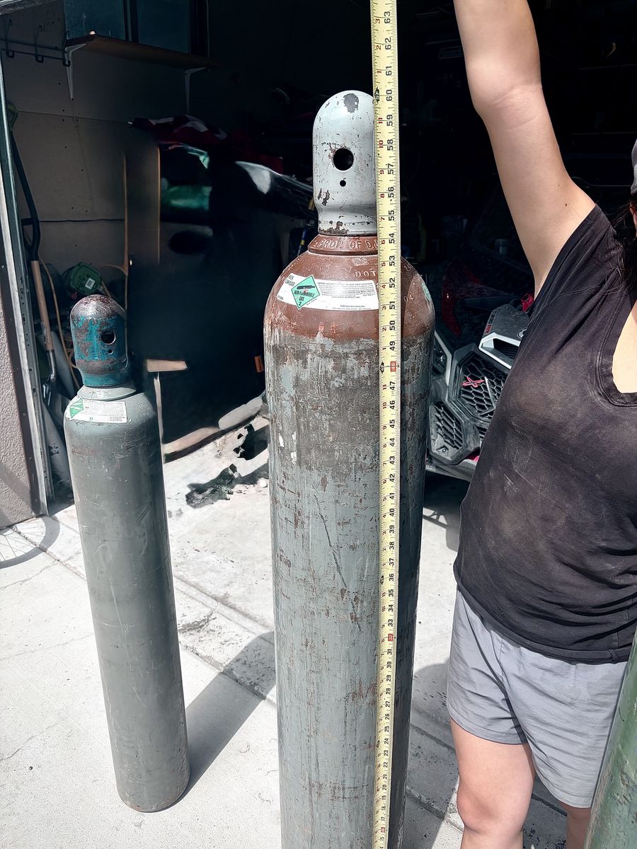 3 DOT-3AA Gas Cylinders Argon (DOT-3AA-2400), Carbon Dioxide (DOT-3AA-2265) Oxygen (DOT-3AA-2015) Welding Tanks