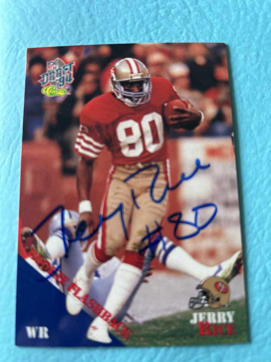 Jerry Rice Autograph San Francisco 49ers Hand Signed NFL Football Card Super Bowl Champions