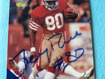 Jerry Rice Autograph San Francisco 49ers Hand Signed NFL Football Card Super Bowl Champions