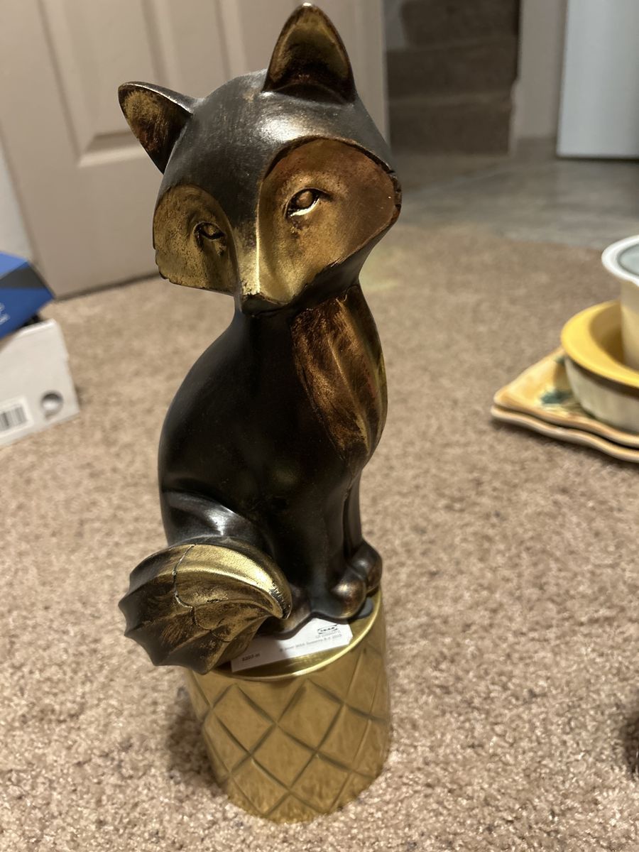 IKEA Fox Figurine Gold & Dark Brown Decor Statue Ornament 8" Tall