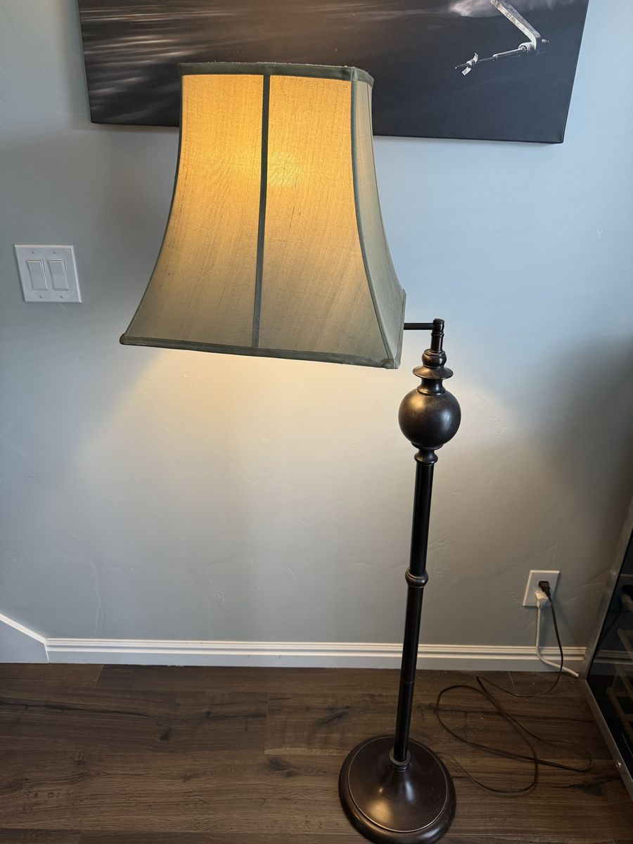 Vintage Swing Arm Floor Lamp with Bell Shade