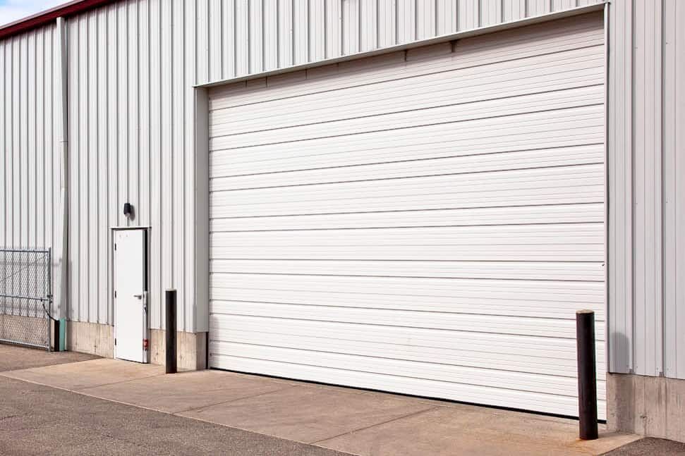 white commercial ribbed garage door
