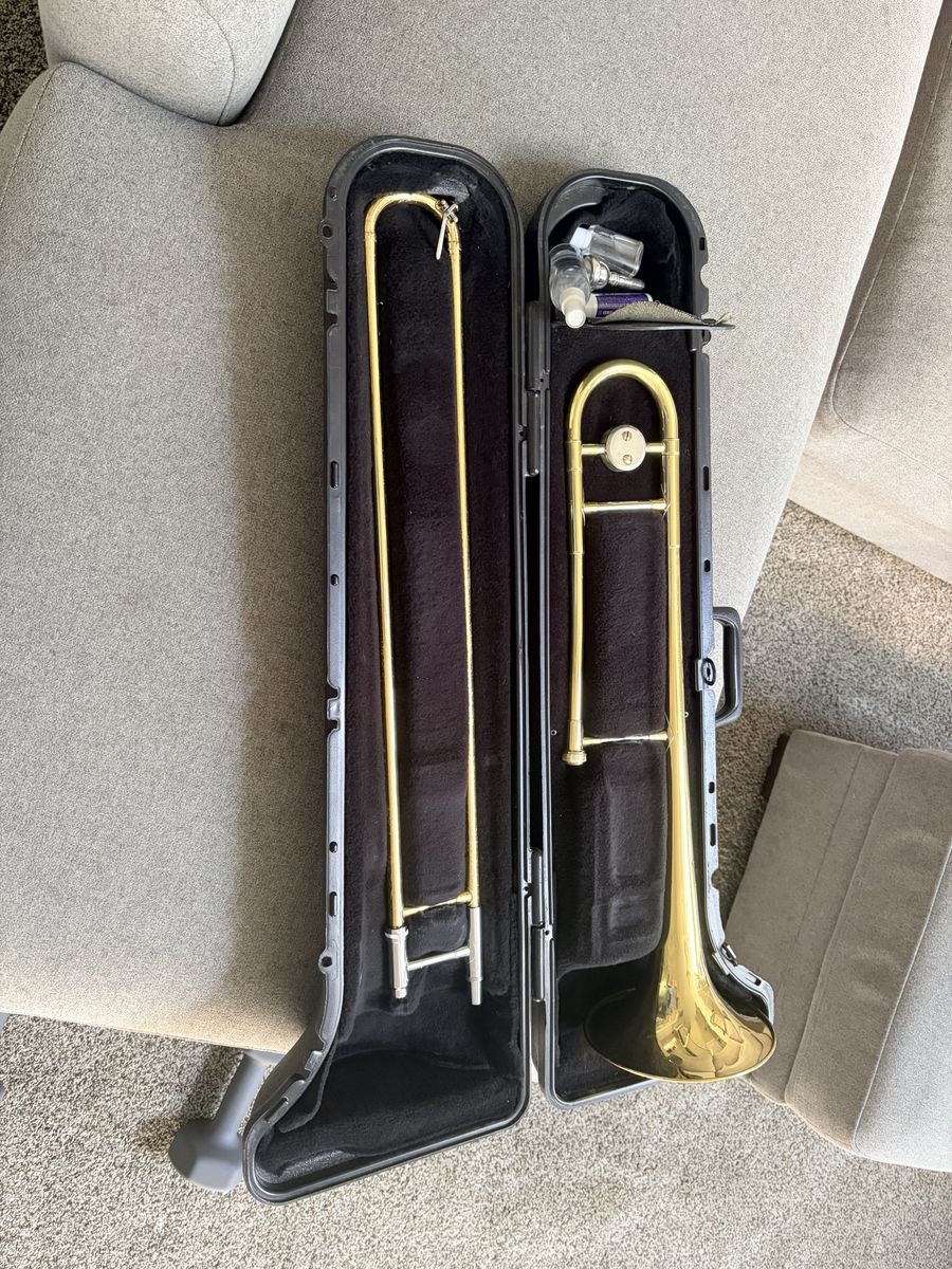 Brass Tenor Trombone with Hard Case and Accessories