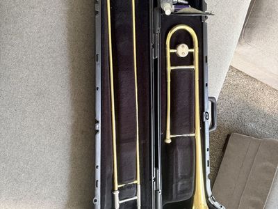 Brass Tenor Trombone with Hard Case and Accessories