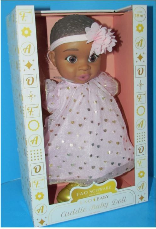 FAO Schwarz 2023 "Cuddle Baby Doll" African American Plush Body 14" L@@K