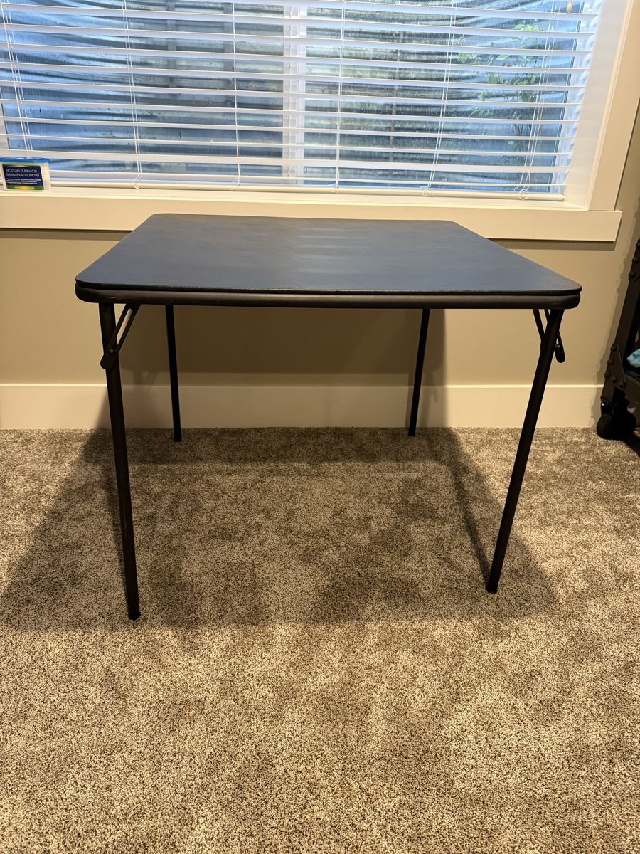 Meco Black 33.5 inch Square Folding Card Table, Portable & Storable