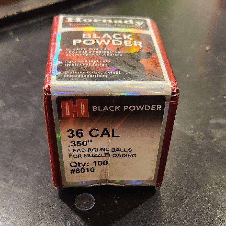 New Box of Hornady 36cal .350 Lead Balls 0gr #6010