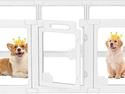 Clear Acrylic Dog Playpen, White, 23.6" H, 12pcs