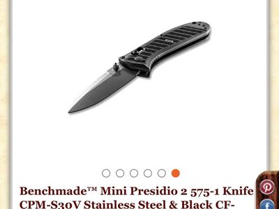 Benchmade Mini Presidio II 575-1 Pocket Knife - CPM-S30V Stainless Steel, Black CF-Elite