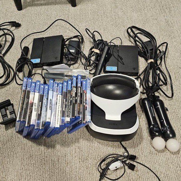 PlayStation ps4 PSVR Headset Bundle with 15 Games, controllers and PS5 adapter