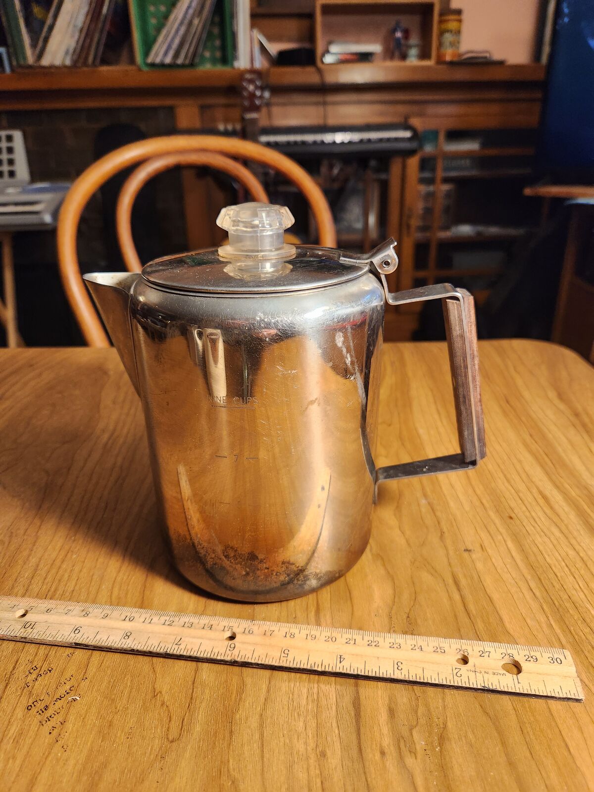 Stove top percolator coffee pot maker. 9 cup. Works great...makes great strong coffee.