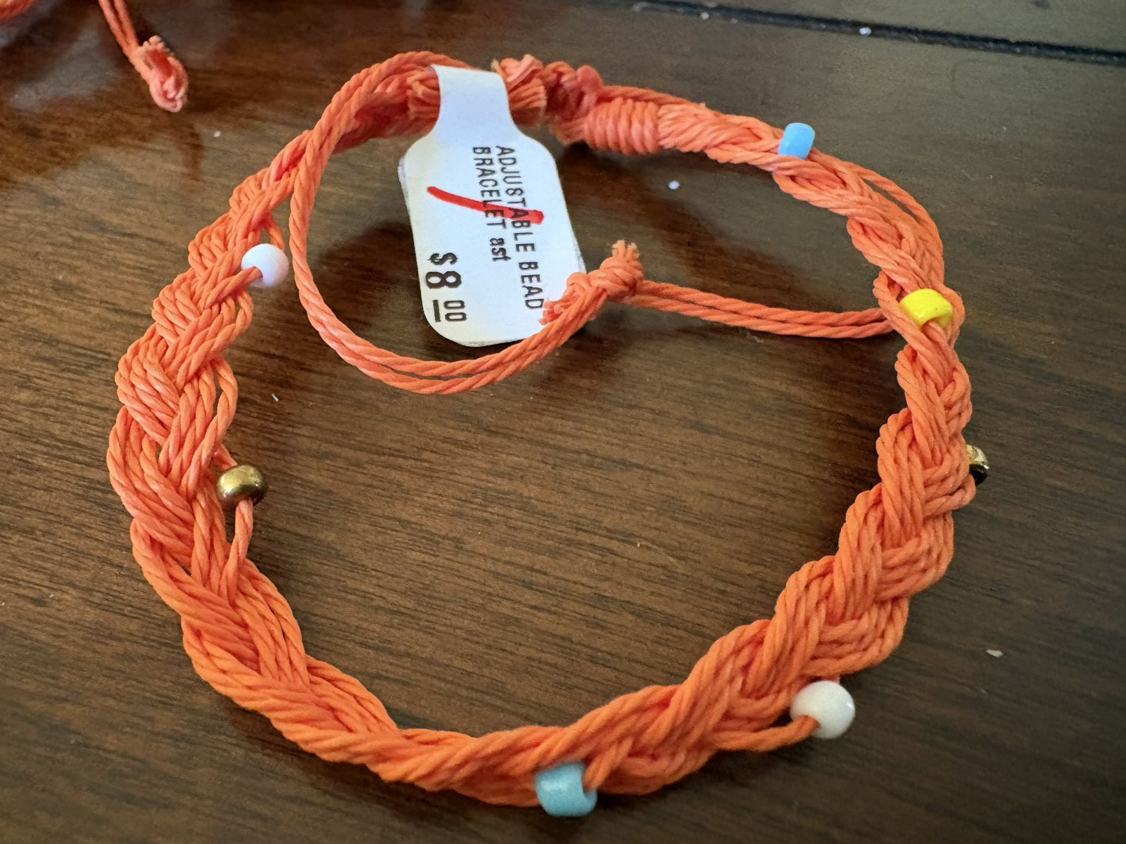 5 New Braided Orange Bracelets w/ Small Beads