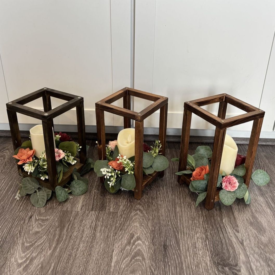 Wood lantern/ cable holder centerpiece