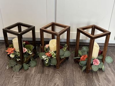 Wood lantern/ cable holder centerpiece