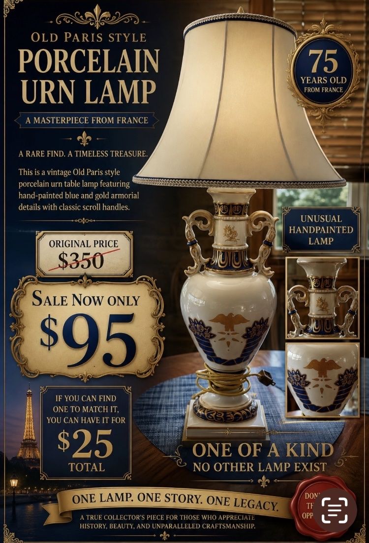 Vintage "Old Paris"Style Porcelain Table Lamp
