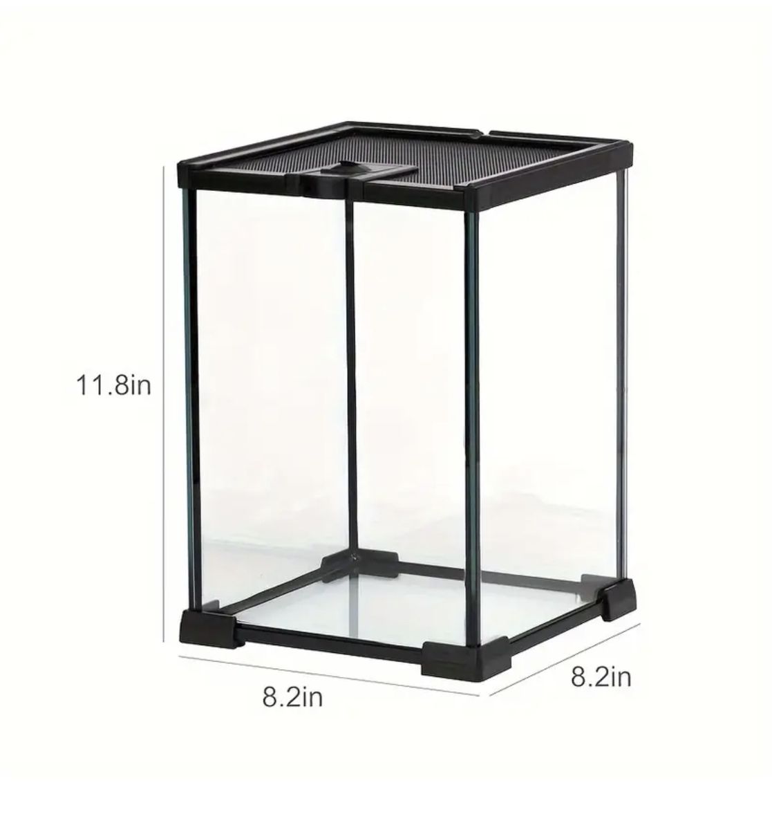 Glass Terrarium Tank 8"x8"x12", Front Opening Door Full View Visually Appealing Mini Reptile Or Amphibians Habitat