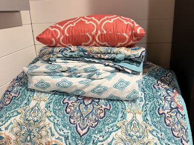 Mainstays Teal Paisley 8 Piece Comforter Set for Full Size Bed