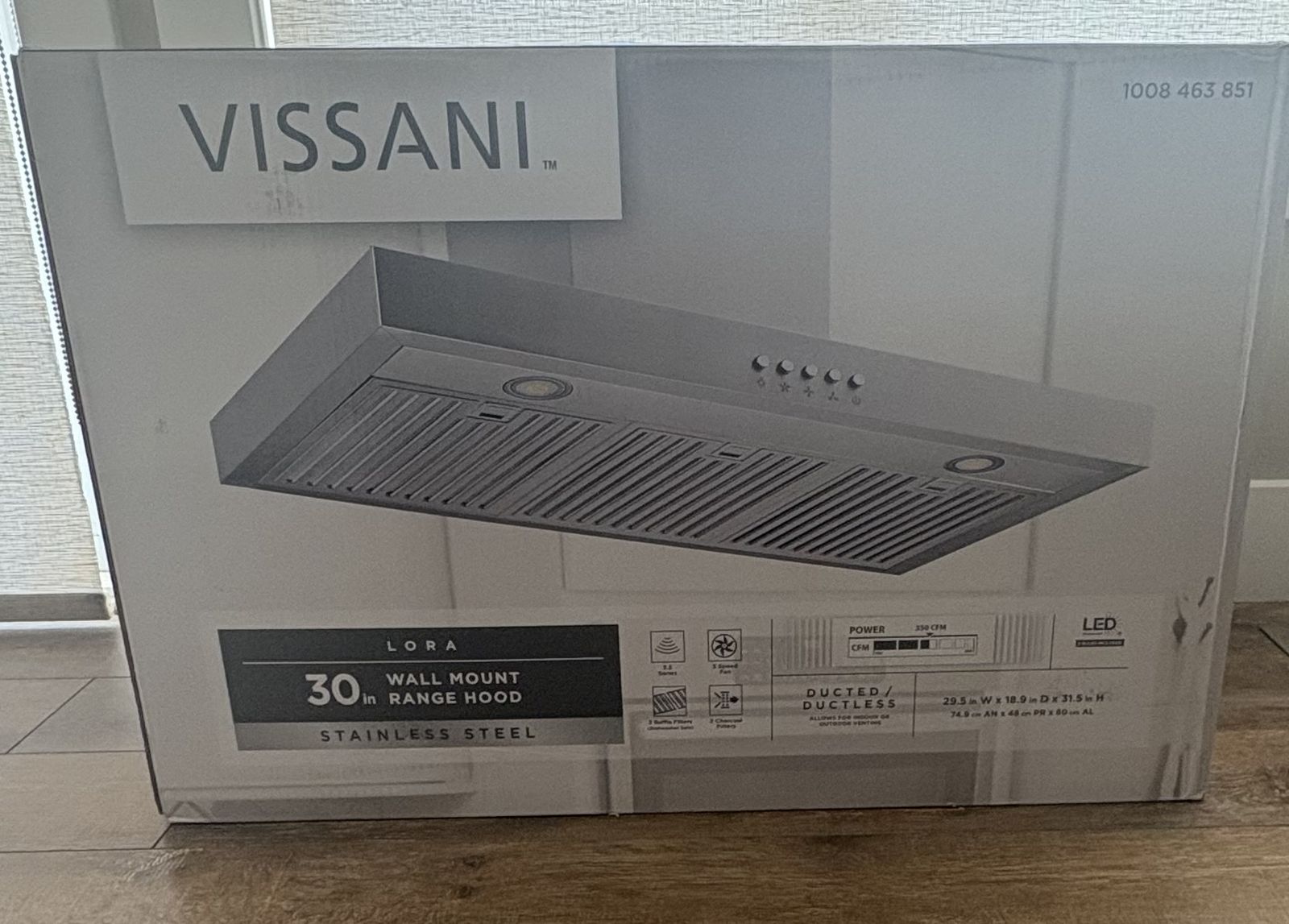 NEW Vissani Lora 30 inch T Shape Wall Mount Stainless Steel Range Hood