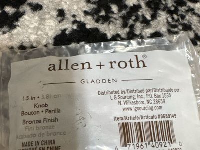 Allen + Roth Gladden 1.5 in Bronze Finish Cabinet Knob Model 40921 New. 40 available