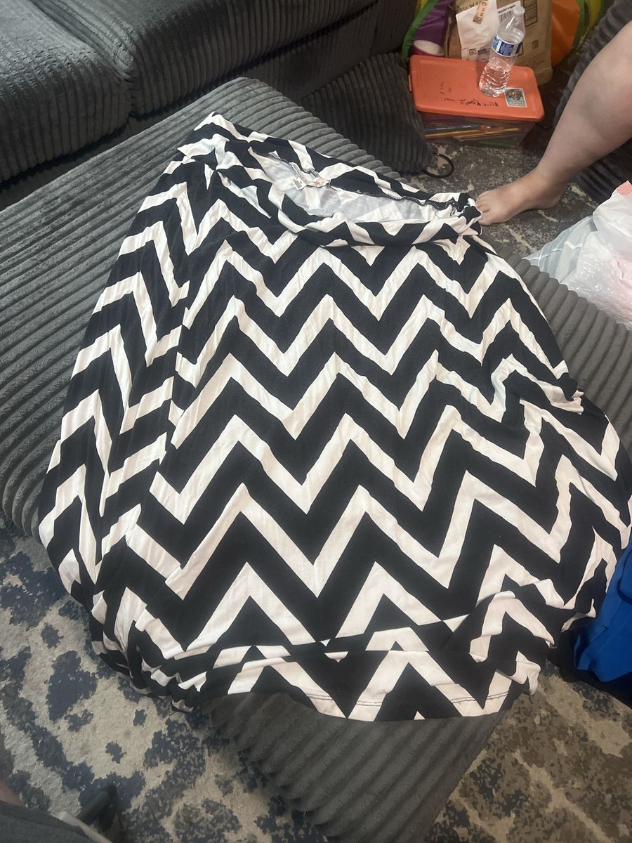 French Laundry Black and White Chevron Long Skirt Plus Size 2X