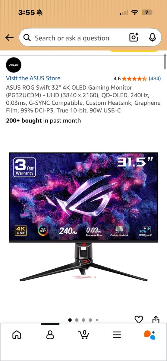 Asus ROG 32" 4k Gaming Monitor