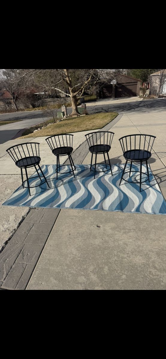 4x Swivel Counter Chairs Kitchen Stools Low Back