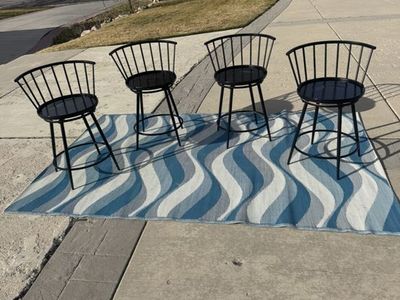 4x Swivel Counter Chairs Kitchen Stools Low Back