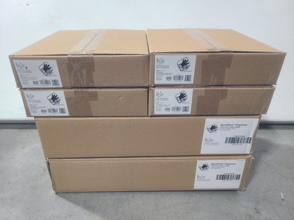 2X Bon Chef AeroGlove Touchless Dispenser Dual Station Bundle w/ 4 Boxes Gloves