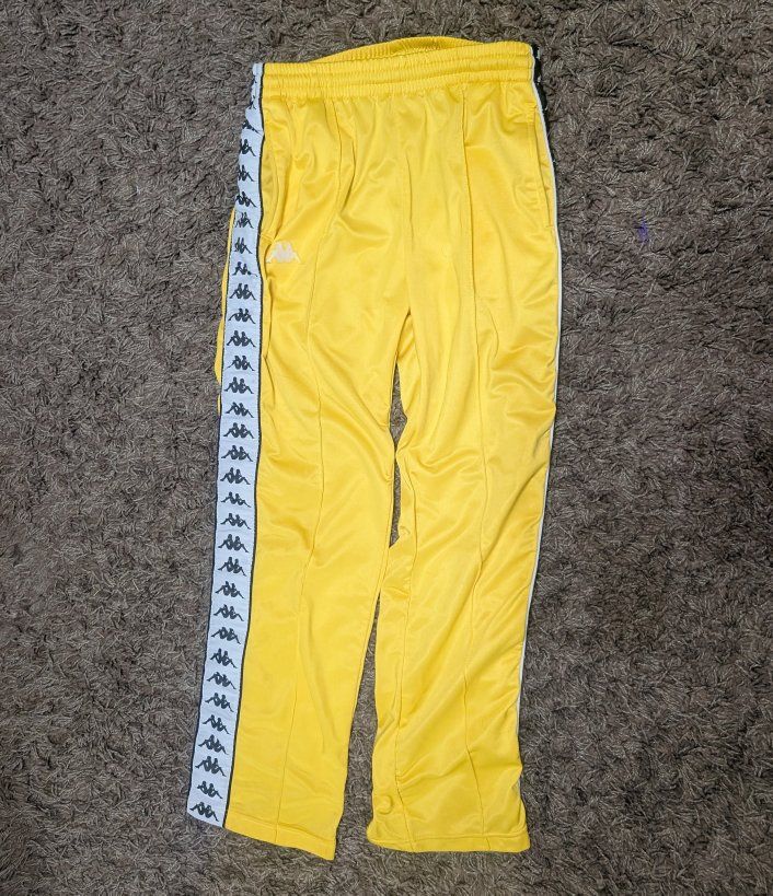 Kappa Yellow Track Pants - Size Large Unisex Athletic Pants