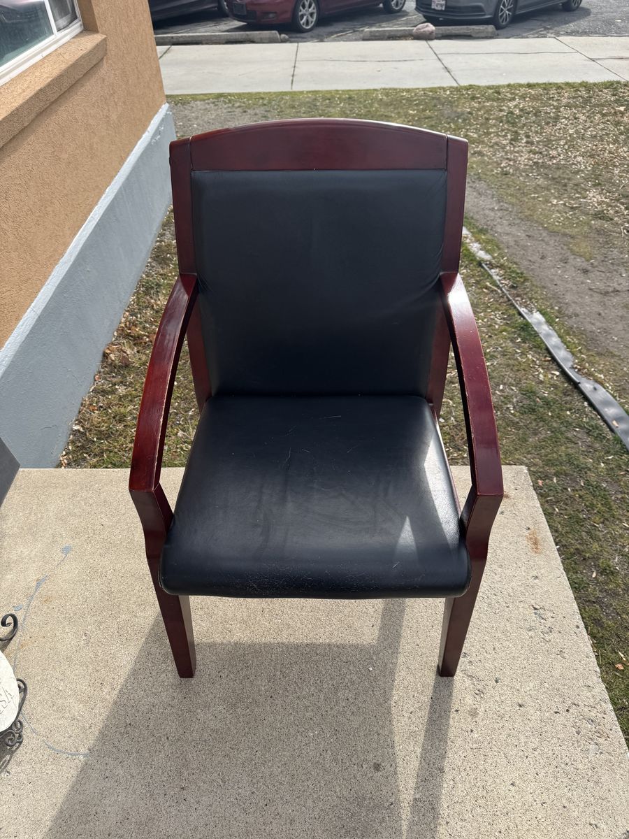 Lorell Bonded Leather/wood Guest Chair