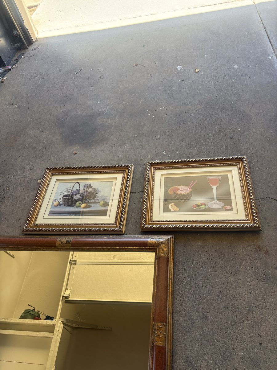 2 big mirrors and 2 decorative kitchen frames