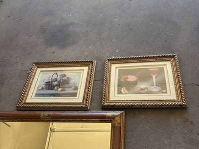 2 big mirrors and 2 decorative kitchen frames