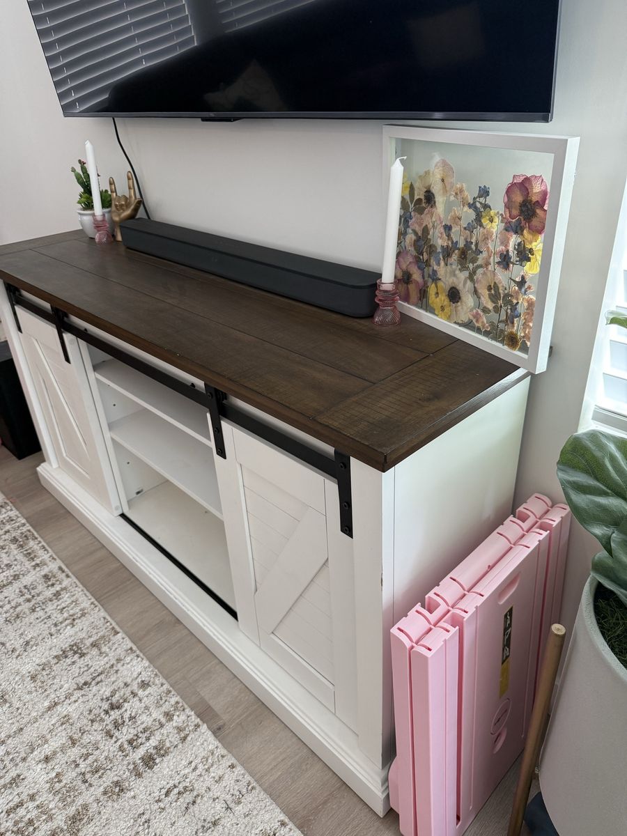 Nice barn door style entertainment center