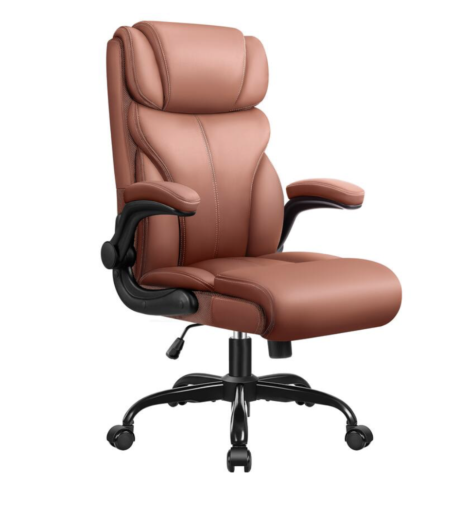 NEW Brown Leather Ergonomic Leather Office Chair, Executive Computer Desk Chairs Rocking Function