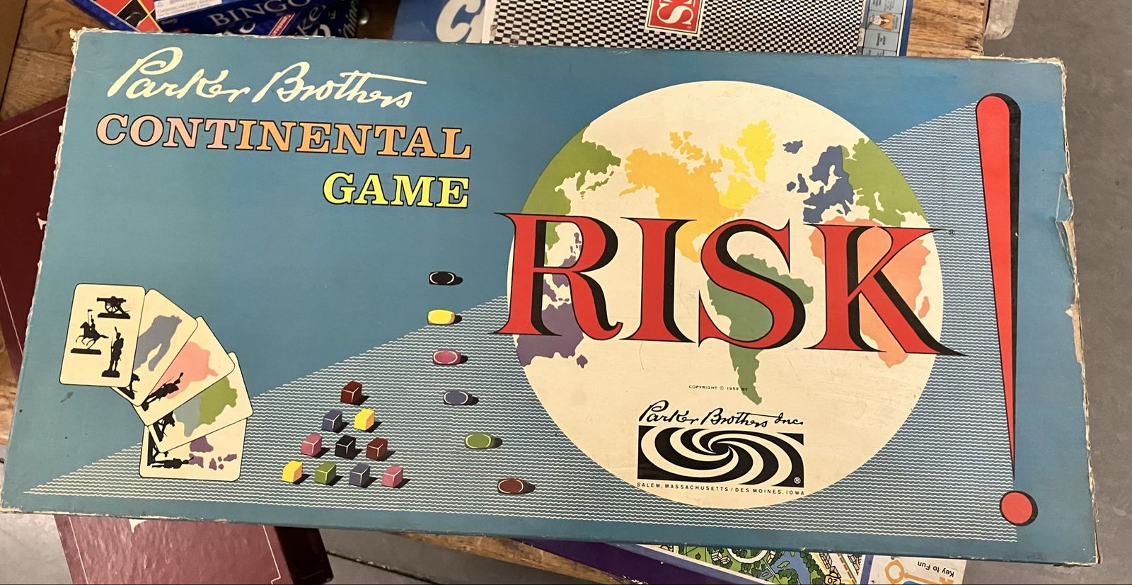 VTG RISK BOARD GAME COMPLETE EARLY VERSION WOOD PIECES 1959 1963