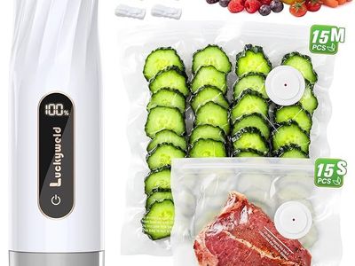 NEW Compact Vacuum Sealer for Food: Powerful & 30 Reusable Vacuum Bags, With LED Display & Detachable Water Tank