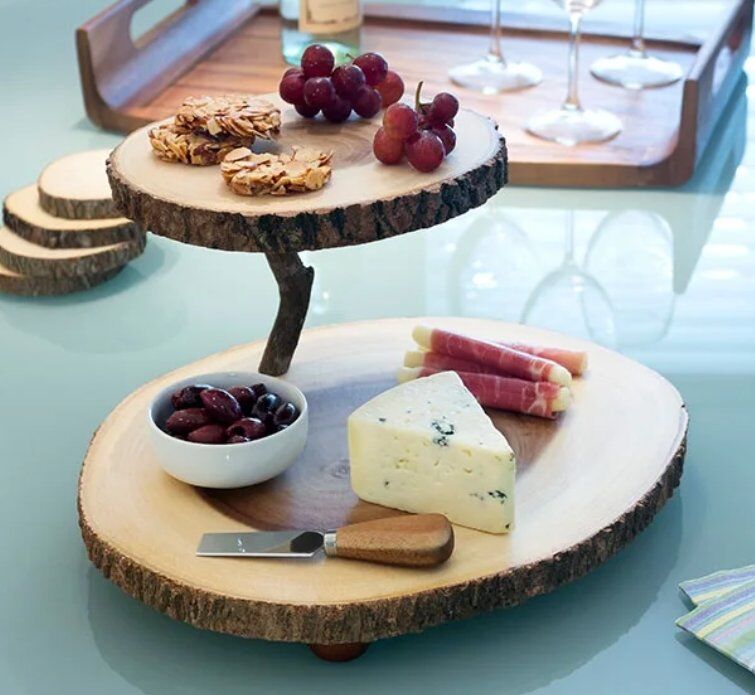 New Wooden Two Tier Serving Platter