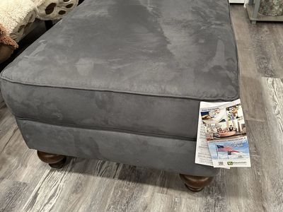 Klaussner Home Furnishings Charcoal Gray Microfiber Upholstered Ottoman