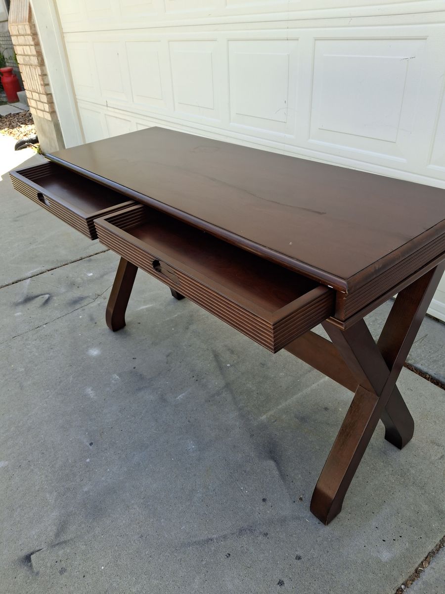 all wood modern entry way table/desk