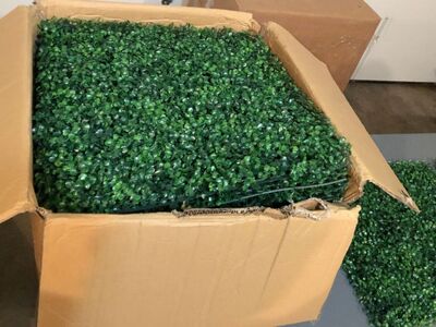 24- Pieces 20 in. x 20 in. Square Artificial Grass Wall Panels Faux Boxwood Hedge Greenery Wall for Indoor/Outdoor Decor