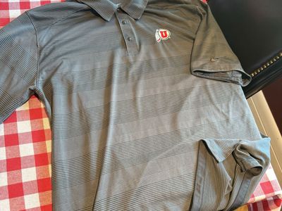 Nike Dri-Fit University of Utah Utes Polo Shirt Men's XL Charcoal Gray Striped College Sports Top