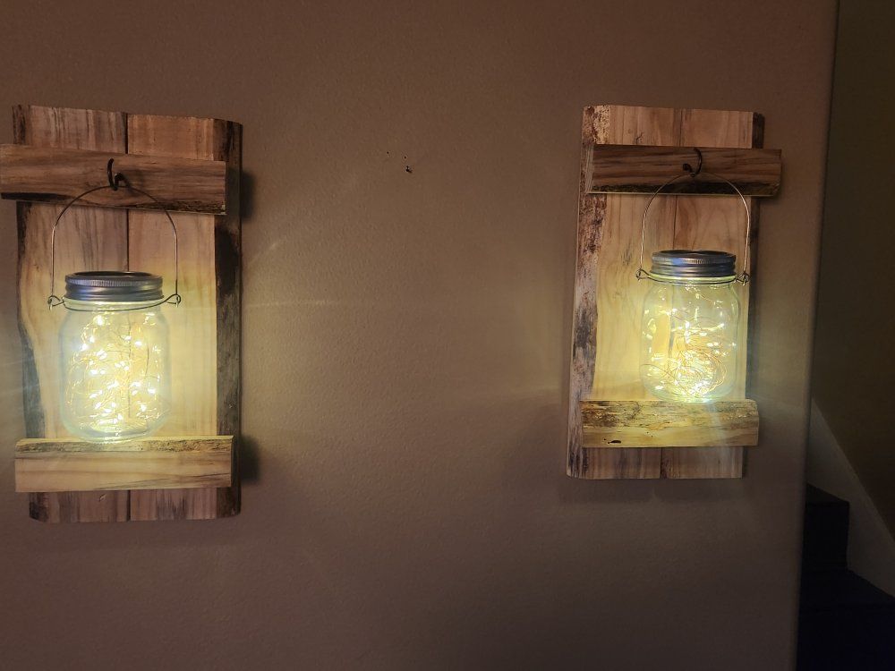 Rustic Handmade solar wall sconce