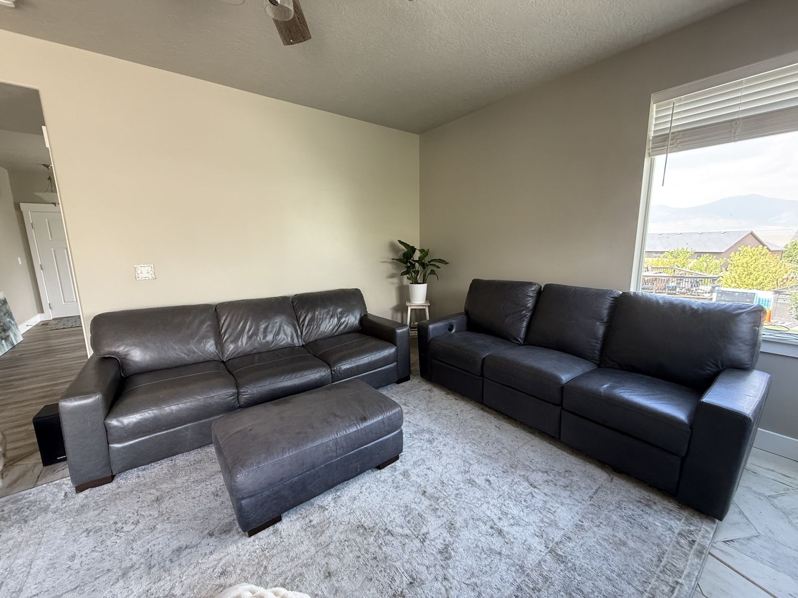 Italian leather gray sofa set